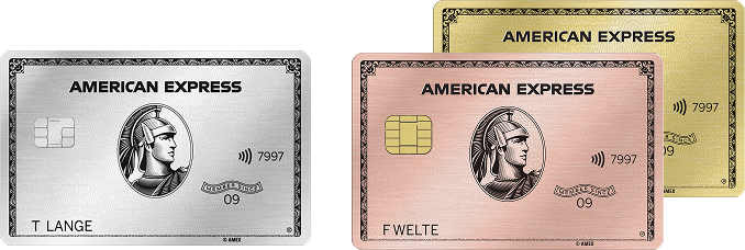 Bild von der Platinum Card und den Gold Cards
